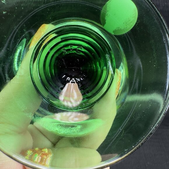 Arcoroc France Roemer Glasses Green Beehive Stem Set 2 Cups With Grape Pattern - Picture 6 of 11